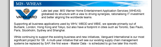 WARNER HOME VIDEO INTERNATIONAL NEWSLETTER SEPTEMBER 2008