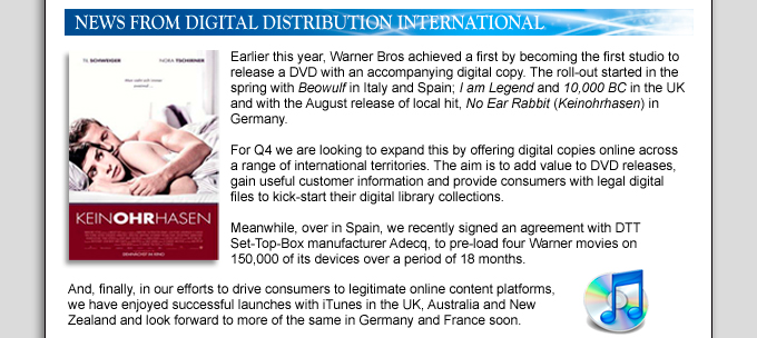 WARNER HOME VIDEO INTERNATIONAL NEWSLETTER SEPTEMBER 2008